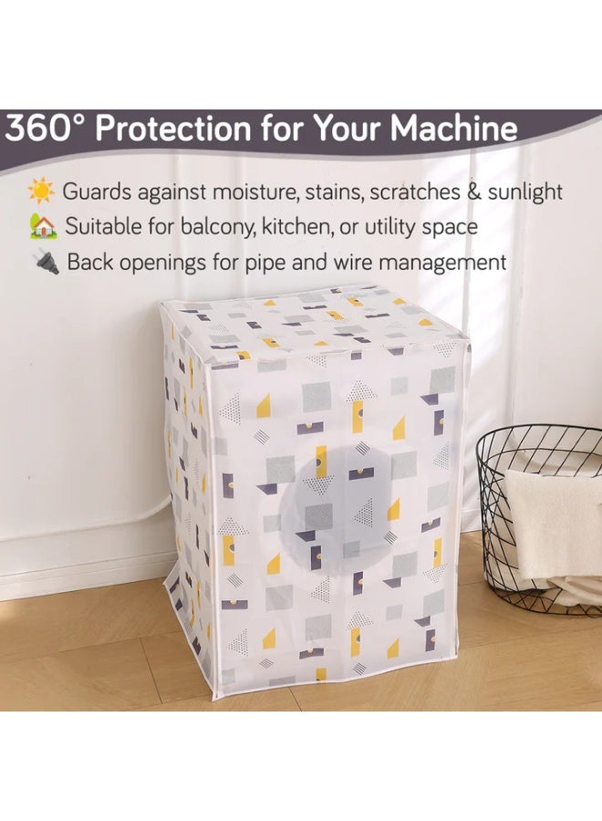 KITCHENOO Waterproof Front Load / Top Load Washing Machine Cover | PEVA Dustproof Protective Cover for 6kg, 6.5kg, 7kg & 7.5kg Fully Automatic Machines, Geometric Abstract - Image 2